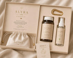 Coffret Alyra Lab : gummies autobronzantes, spray aloe vera, pochette satin et mousqueton doré
