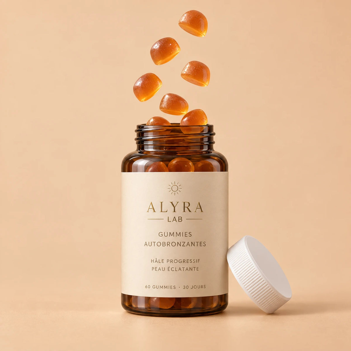 Flacon de Gummies Autobronzantes Alyra Lab, 60 gummies